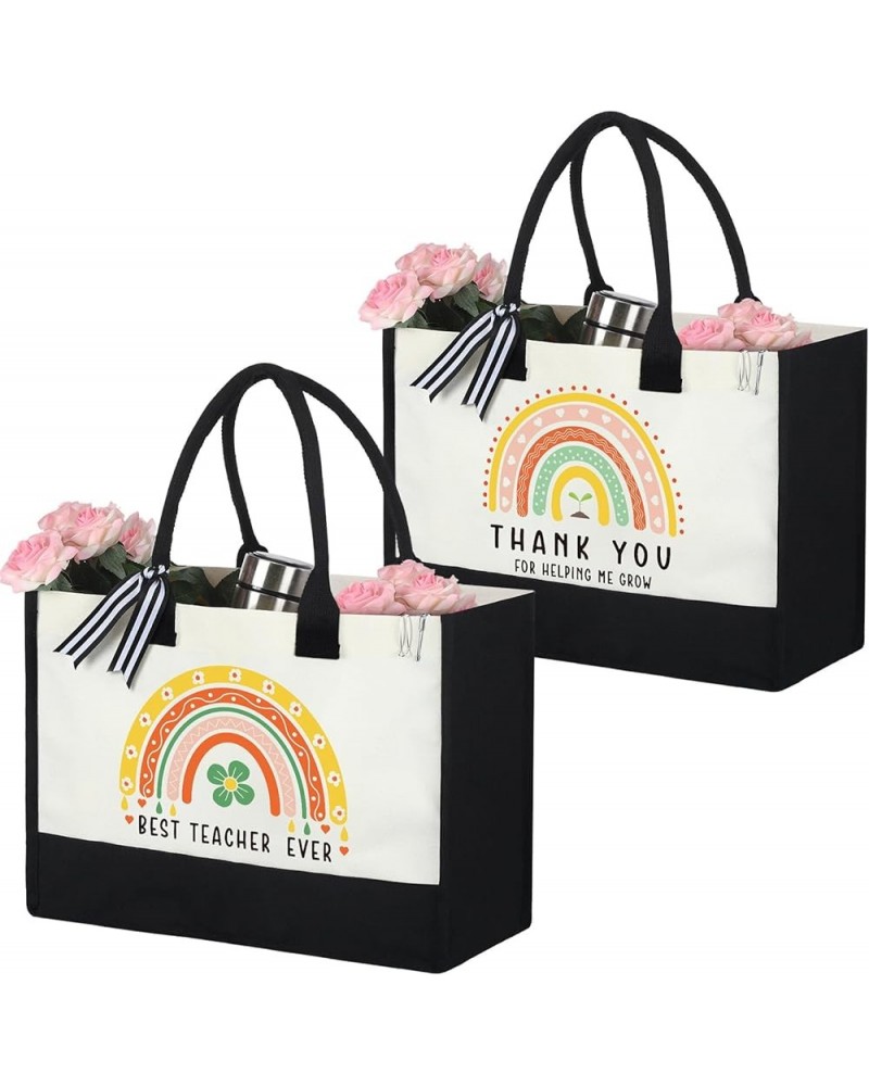 2 Pcs Teacher Appreciation Gifts Women Canvas Tote Bag Graduation Teacher Gifts(Best Teacher) Thank You $14.74 Totes