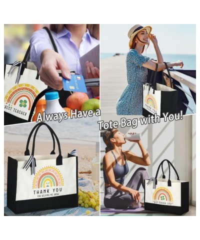 2 Pcs Teacher Appreciation Gifts Women Canvas Tote Bag Graduation Teacher Gifts(Best Teacher) Thank You $14.74 Totes