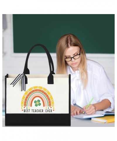 2 Pcs Teacher Appreciation Gifts Women Canvas Tote Bag Graduation Teacher Gifts(Best Teacher) Thank You $14.74 Totes