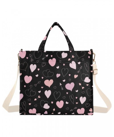 Lovely Heart Design Corduroy Tote Bag for Women Hobo Crossbody Bags Valentine's Day Shoulder HandBag, S $10.34 Totes