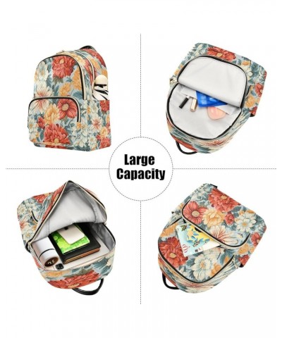 Fashion Backpack Mini Backpack Purse Casual Daily Backpack Red Orange White Flower for Travel for College Work Small $22.41 B...