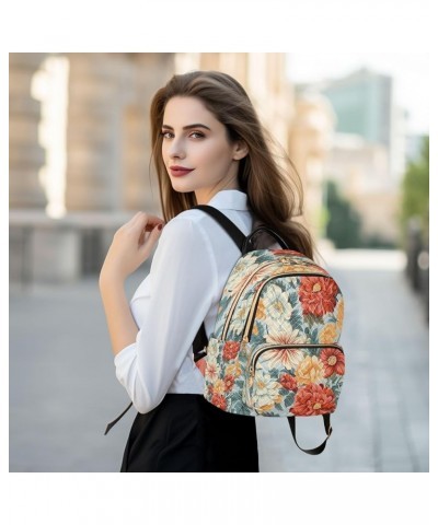 Fashion Backpack Mini Backpack Purse Casual Daily Backpack Red Orange White Flower for Travel for College Work Small $22.41 B...