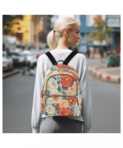 Fashion Backpack Mini Backpack Purse Casual Daily Backpack Red Orange White Flower for Travel for College Work Small $22.41 B...