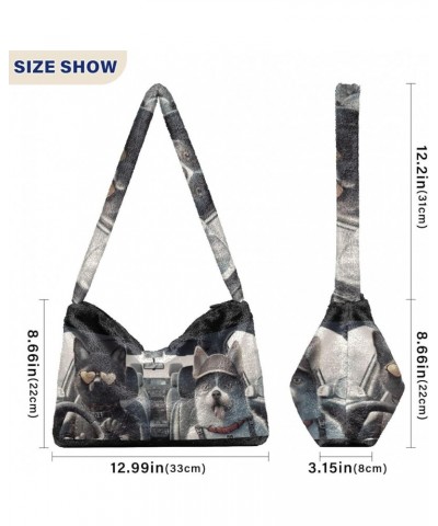 White Cute Dog Green Paper Womens Shoulder Handbags, Underarm Shoulder Bag, Book Totes for Women Cats and Dog $13.49 Totes