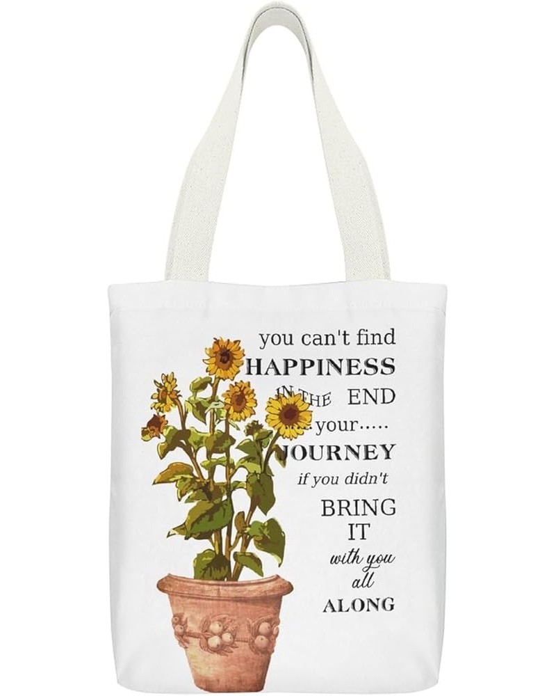 Canvas Bag for Women 32x38 Cm Sunflower Happiness Not End The Tote Bag for Grocery Shopping Crafts Kitchen Style-10 $10.99 Totes