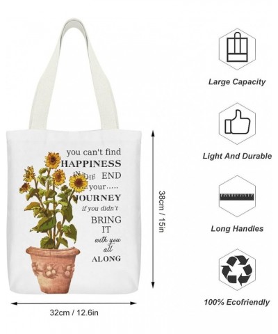 Canvas Bag for Women 32x38 Cm Sunflower Happiness Not End The Tote Bag for Grocery Shopping Crafts Kitchen Style-10 $10.99 Totes