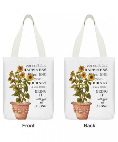 Canvas Bag for Women 32x38 Cm Sunflower Happiness Not End The Tote Bag for Grocery Shopping Crafts Kitchen Style-10 $10.99 Totes