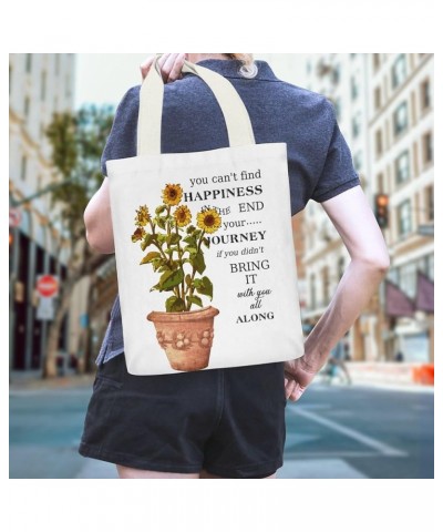 Canvas Bag for Women 32x38 Cm Sunflower Happiness Not End The Tote Bag for Grocery Shopping Crafts Kitchen Style-10 $10.99 Totes