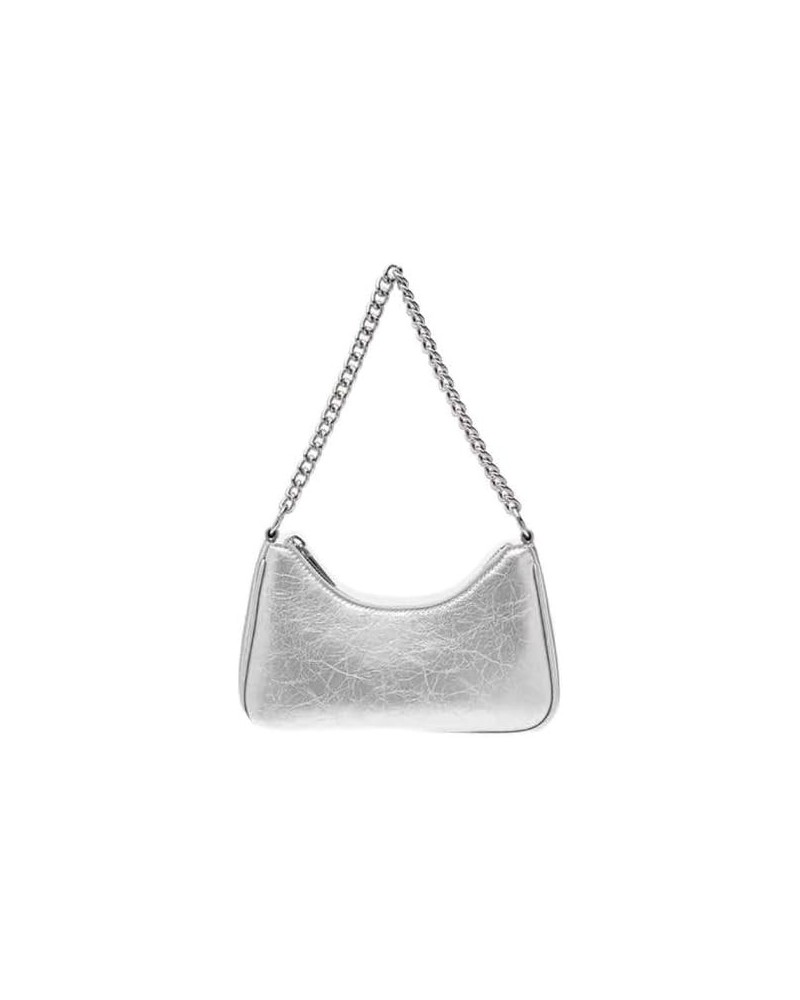 Shoulder Bag for Women Small Shoulder Purse Clutch Handbag Under the Arm Bag with Zipper Closure and Adjustable Strap Silver ...