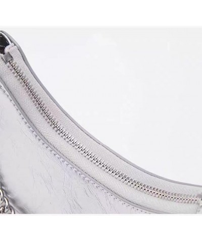 Shoulder Bag for Women Small Shoulder Purse Clutch Handbag Under the Arm Bag with Zipper Closure and Adjustable Strap Silver ...