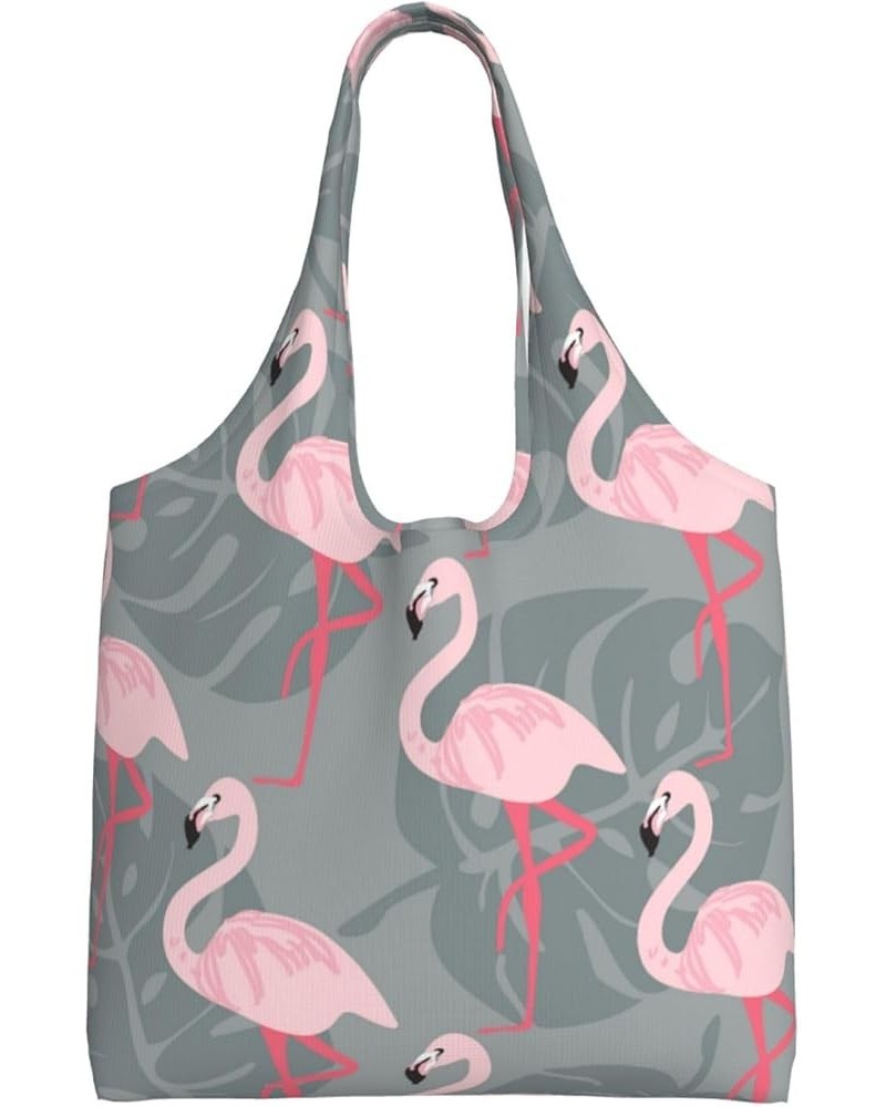 Flamingos Single Shoulder Commuter Canvas Tote Bags For Women And Men Flamingos 37 $12.75 Totes