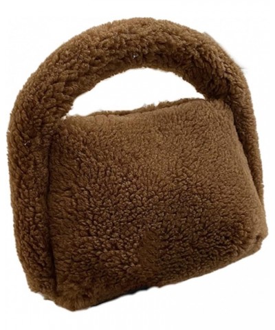 Fuzzy Dumpling Bag, Cute Fluffy Bags Y2k, Cute Mini Handbags, Faux Fur Bag, Plush Underarm Bag Brown $13.74 Shoulder Bags