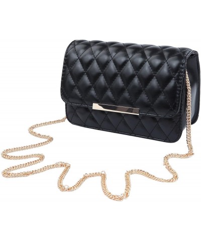 Elegant Smooth PU Leather Quilted Clutch Handbag Crossbody Shoulder Bag - Diff Colors Black $10.91 Shoulder Bags