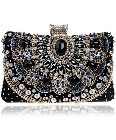 Embroidery Beading Women Evening Bags Handmade Diamonds Clutch Bags Shoulder Chain Handbags Shoulder Bag Ym1132black $25.28 E...