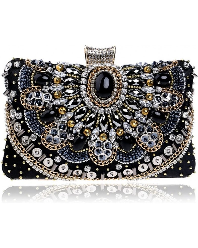 Embroidery Beading Women Evening Bags Handmade Diamonds Clutch Bags Shoulder Chain Handbags Shoulder Bag Ym1132black $25.28 E...