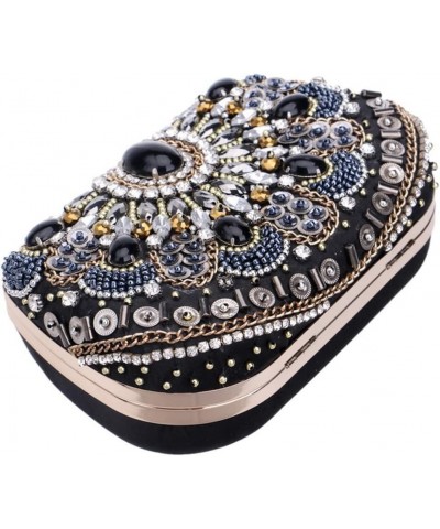 Embroidery Beading Women Evening Bags Handmade Diamonds Clutch Bags Shoulder Chain Handbags Shoulder Bag Ym1132black $25.28 E...