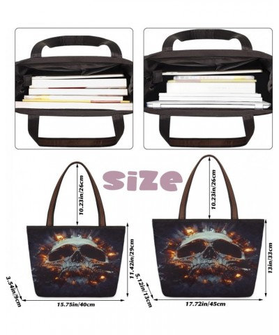 Dark Skull Explosions Large Tote Bag For Women Shoulder Handbags with Zippper Top Handle Satchel Bags for Shopping Travel Gym...