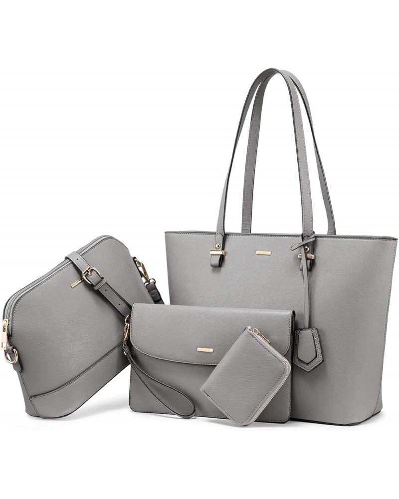 Purses and Handbags for Women Fashion Tote Bags Shoulder Bag Top Handle Satchel Bags A-1grey-4pcs Set $20.64 Totes