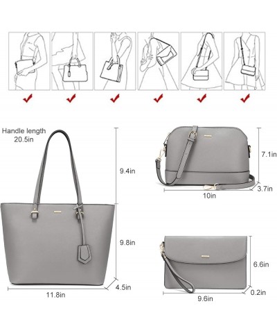 Purses and Handbags for Women Fashion Tote Bags Shoulder Bag Top Handle Satchel Bags A-1grey-4pcs Set $20.64 Totes