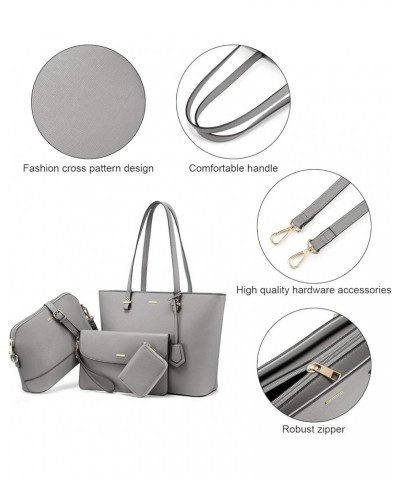 Purses and Handbags for Women Fashion Tote Bags Shoulder Bag Top Handle Satchel Bags A-1grey-4pcs Set $20.64 Totes