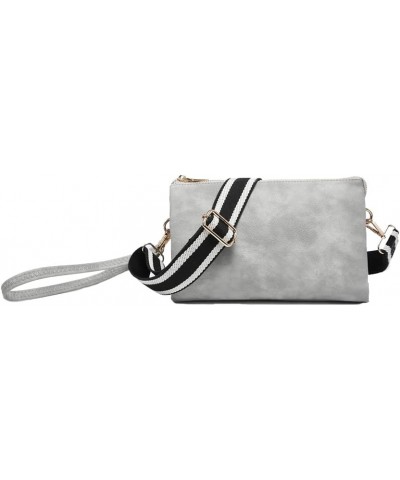 Izzy Crossbody Bag - Vegan Leather Purses, Women's Large Wristlet Purse Bags with Adjustable Strap Light Grey $21.93 Crossbod...