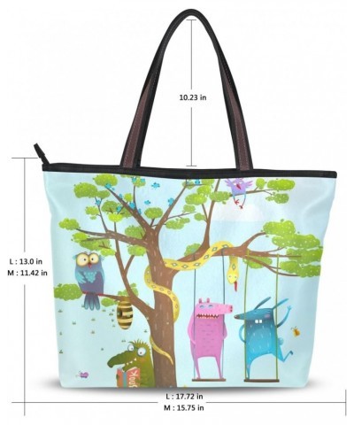 My Daily Women Tote Shoulder Bag Cute Animals Tree Cartoon Handbag Medium $15.65 Shoulder Bags