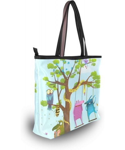 My Daily Women Tote Shoulder Bag Cute Animals Tree Cartoon Handbag Medium $15.65 Shoulder Bags