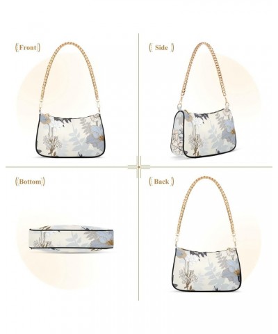 Decorative Elegant Flowers Handbags for Women Chain Shoulder Bag Womens Tote Satchel Bags with Zipper $15.29 Satchels