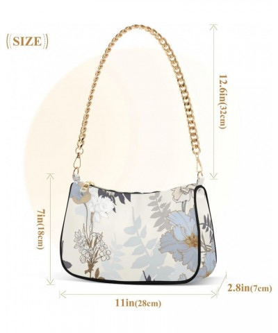 Decorative Elegant Flowers Handbags for Women Chain Shoulder Bag Womens Tote Satchel Bags with Zipper $15.29 Satchels