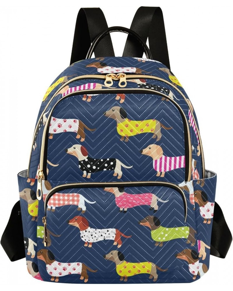 Funny Cute Dachshunds Dogs Backpack for Women Shoulder Bag Lightweight Small Backpack Casual Daypack for Travel Mini(10.23'' ...