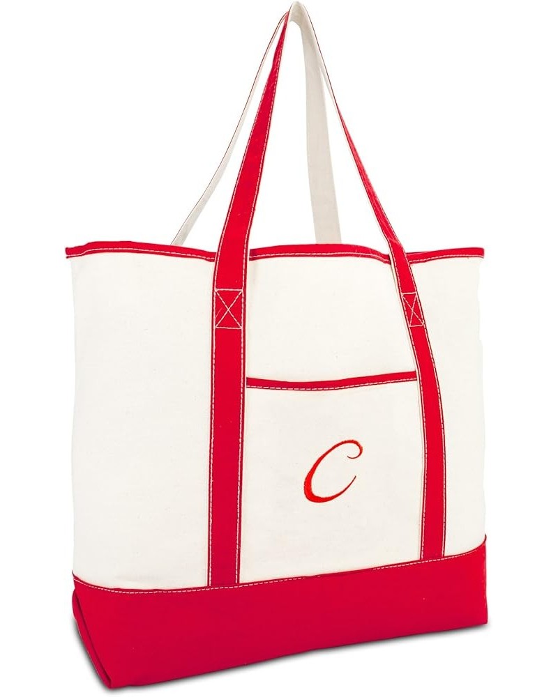 Monogram Bag Personalized Tote For Women Open Top Red Initial A-Z C $13.49 Totes