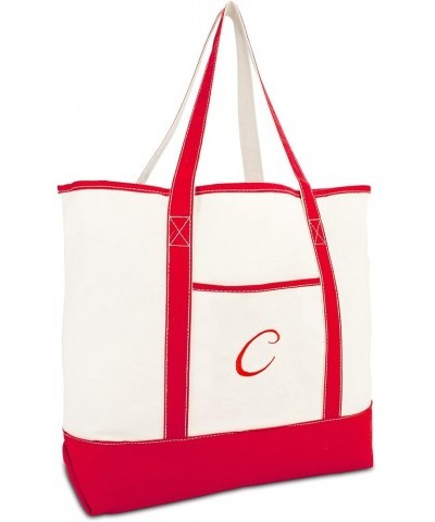 Monogram Bag Personalized Tote For Women Open Top Red Initial A-Z C $13.49 Totes