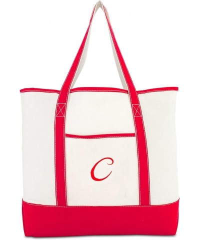 Monogram Bag Personalized Tote For Women Open Top Red Initial A-Z C $13.49 Totes