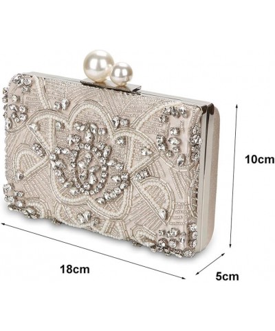 Crystal Clutch Bags Handmade Beaded Pearl Wedding Clutch Purse Handbags Women Shoulder Bag $29.59 Evening Bags