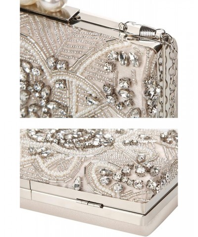 Crystal Clutch Bags Handmade Beaded Pearl Wedding Clutch Purse Handbags Women Shoulder Bag $29.59 Evening Bags