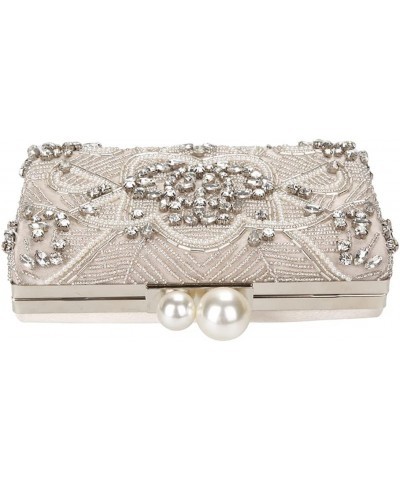 Crystal Clutch Bags Handmade Beaded Pearl Wedding Clutch Purse Handbags Women Shoulder Bag $29.59 Evening Bags