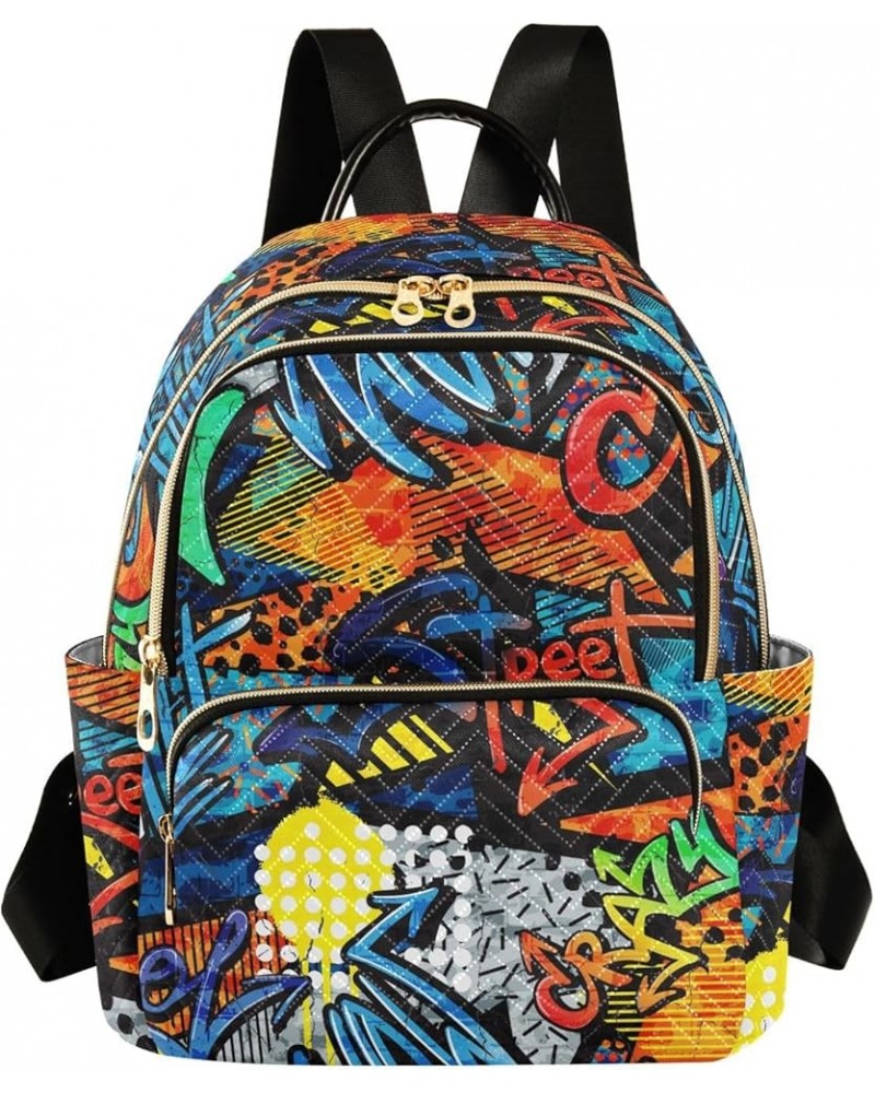 Mini Backpack Purse for Women Lightweight Girls Small Size Graffiti Letters School Teens College Traveling Small $19.13 Backp...