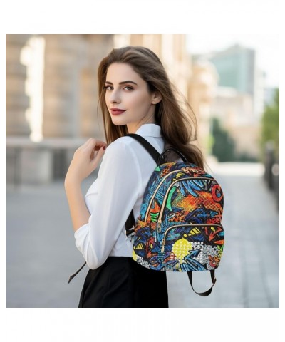 Mini Backpack Purse for Women Lightweight Girls Small Size Graffiti Letters School Teens College Traveling Small $19.13 Backp...