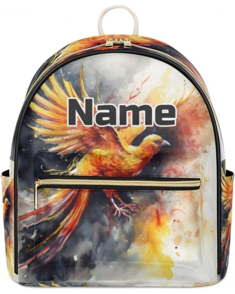 Fire Phoenix Custom Mini Backpack Purse for Women Personalized Fashion Leather Small Backpack Shoulder Handbag Travel Bag Sat...