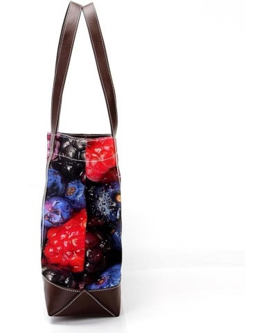 Tote Bag for Women, Large Tote Bags for Women, Tote Bag with Zipper, Fruit Raspberry Blueberry Pattern, Womens Tote Bag Desig...