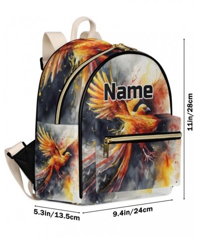 Fire Phoenix Custom Mini Backpack Purse for Women Personalized Fashion Leather Small Backpack Shoulder Handbag Travel Bag Sat...