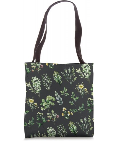 Wildflower Flowers Cute Dark Grey Floral Aesthetic Boho Tote Bag $13.42 Totes