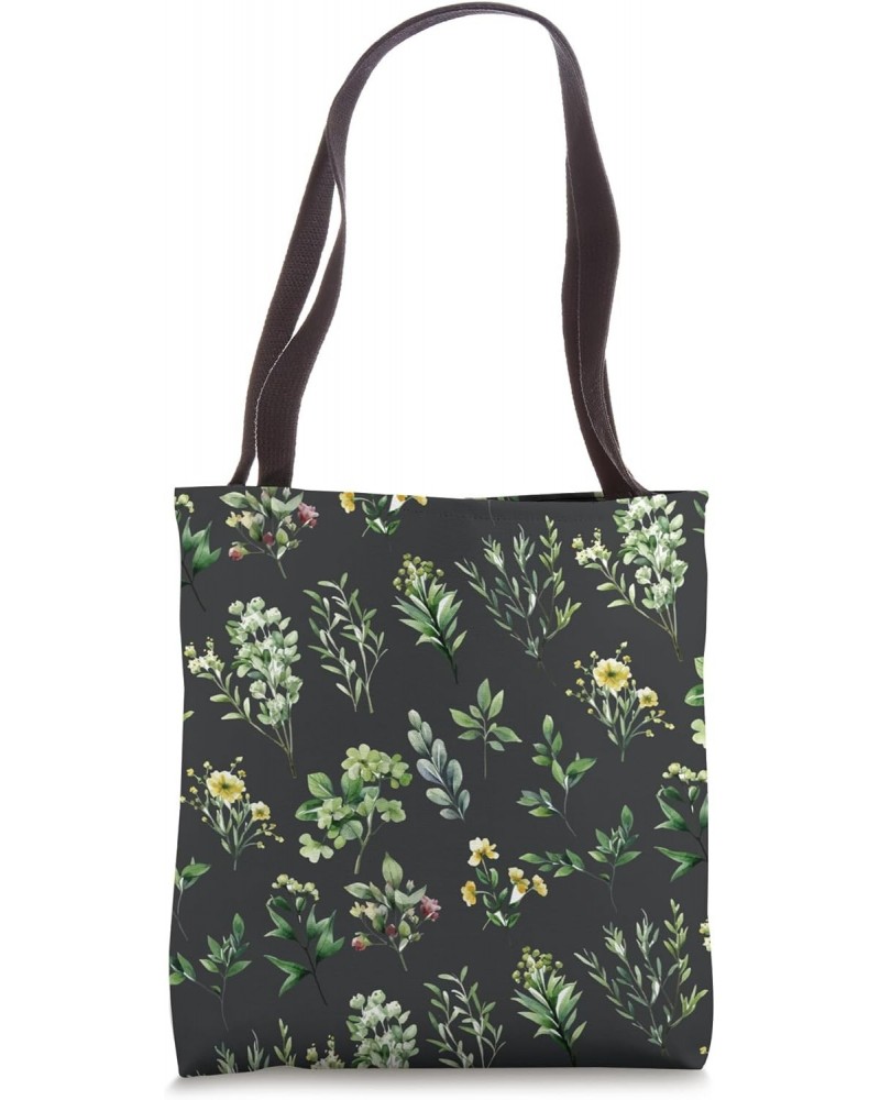 Wildflower Flowers Cute Dark Grey Floral Aesthetic Boho Tote Bag $13.42 Totes