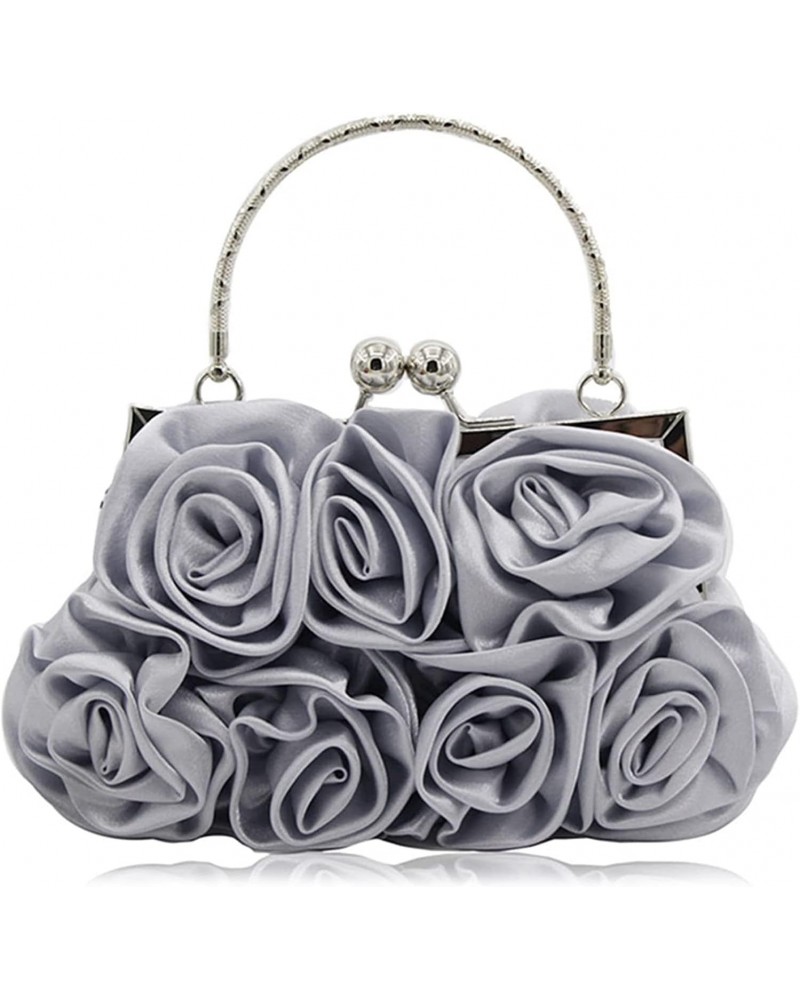 Evening Bag,Women's Suede Clutch Bag,HandbagRoses Dinner Bag Hand-Stitched Flower Cloth Bag Envelope Clutch Purses for Women ...