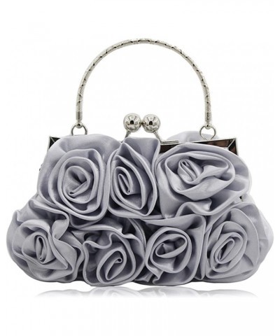 Evening Bag,Women's Suede Clutch Bag,HandbagRoses Dinner Bag Hand-Stitched Flower Cloth Bag Envelope Clutch Purses for Women ...