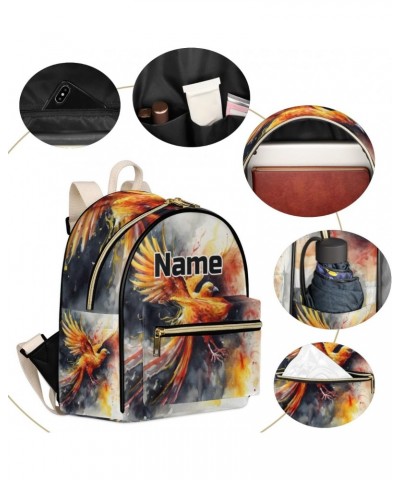 Fire Phoenix Custom Mini Backpack Purse for Women Personalized Fashion Leather Small Backpack Shoulder Handbag Travel Bag Sat...