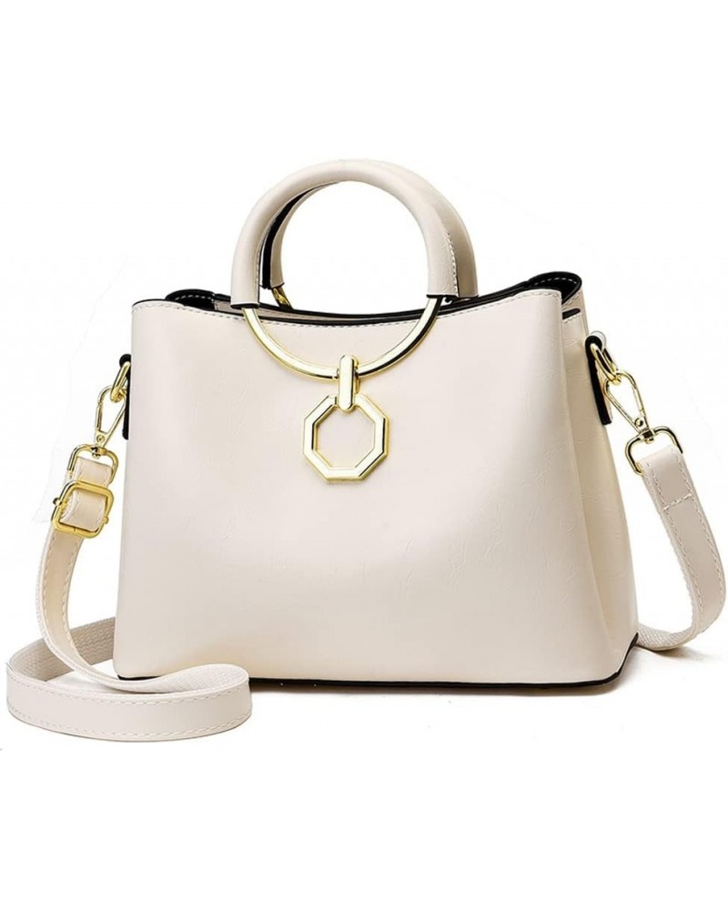 Women Handbags Large Capacity Top Handle Handbag Tote Bag with Detachable Leather Shoulder Strap White $37.68 Handbags