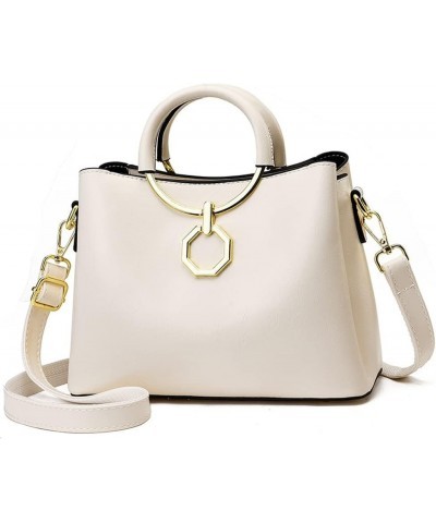 Women Handbags Large Capacity Top Handle Handbag Tote Bag with Detachable Leather Shoulder Strap White $37.68 Handbags