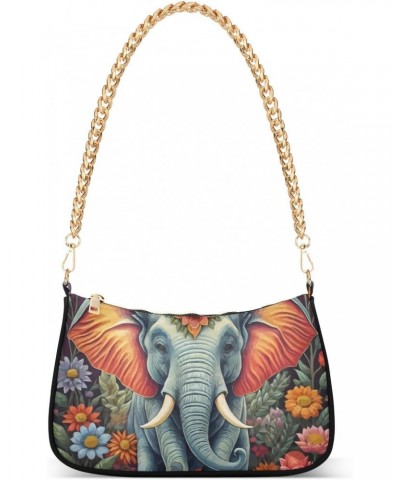 Women's Shoulder Handbag Painting Of An Elephant Stylish Tote Handbag Hobo Handbag Clutch Handbags with Chain $14.57 Totes