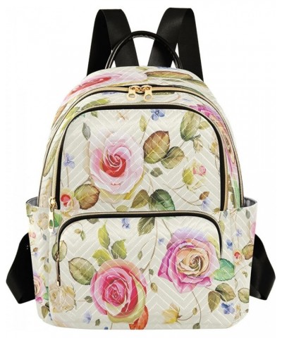 Painted Rose Flowers Women Backpack Purse Ladies Fashion Shoulder Bag Daypack Travel Bag 10L Medium $18.89 Backpacks